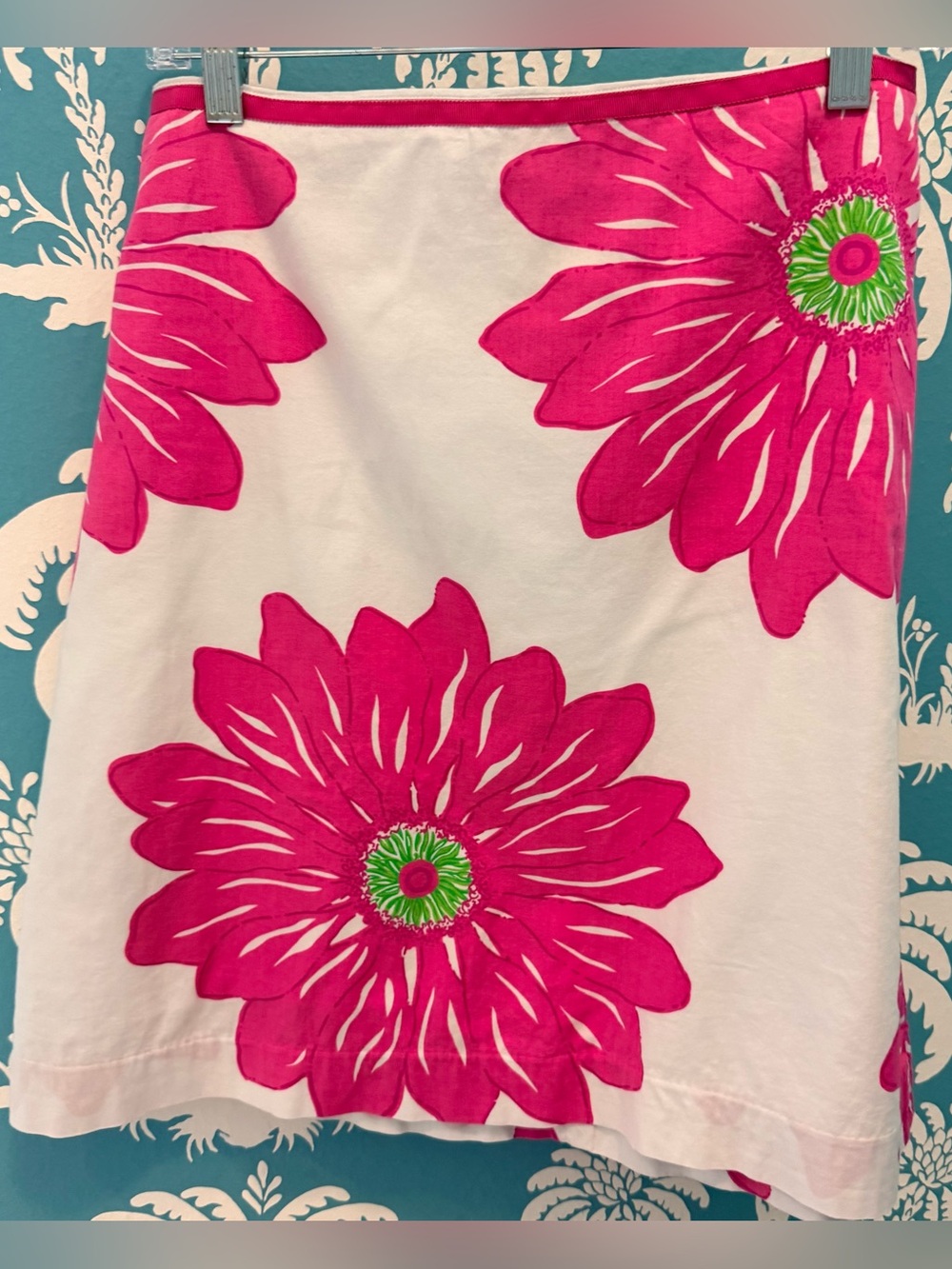 Lilly Pulitzer Pink Floral A-Line Lela Skirt 100% Cotton Y2K Preppy